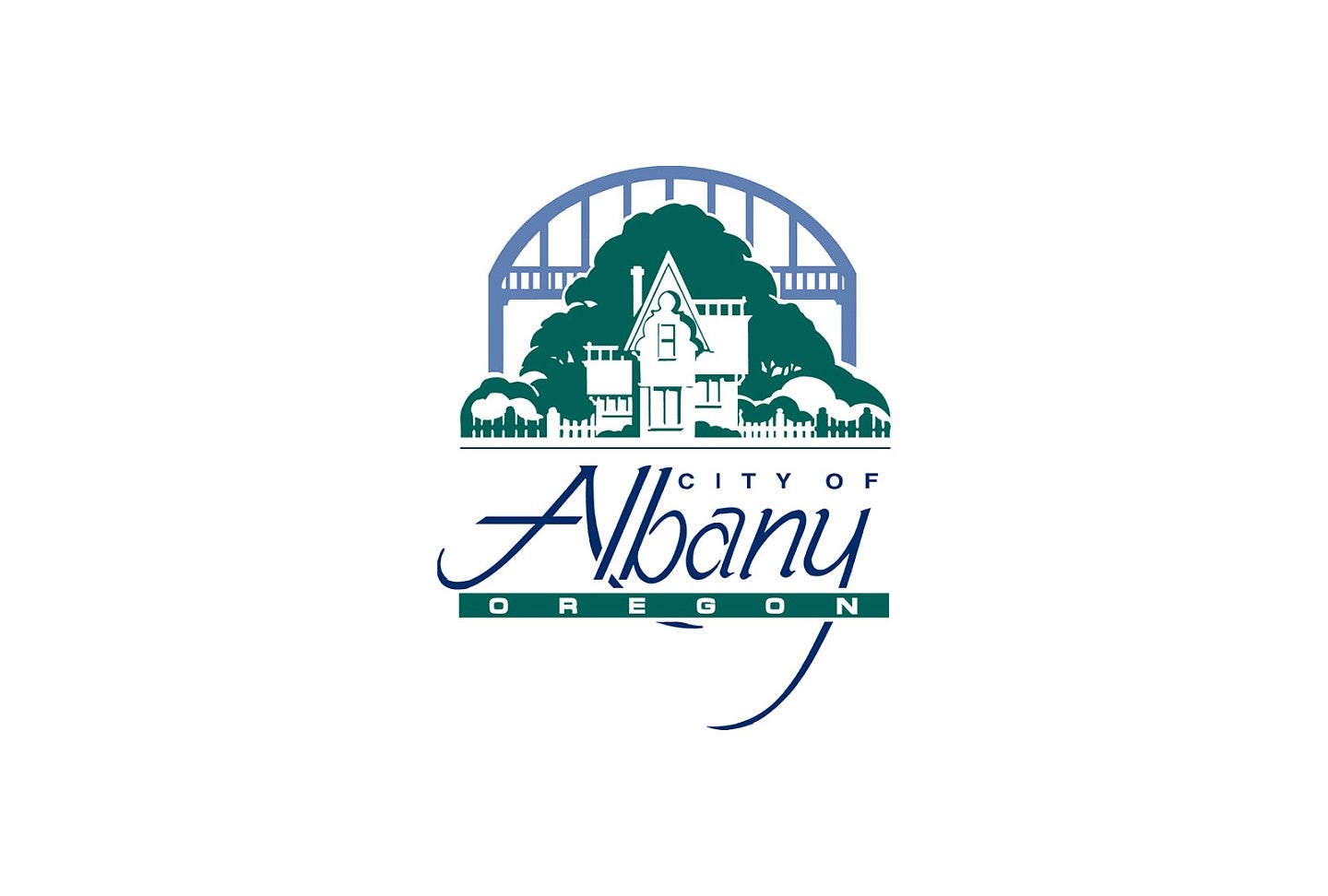 Albany logo in green and blue